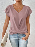 Heart-shaped neckline casual T-shirt