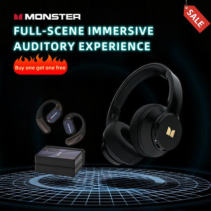 Monster Wireless Headphones & Earbuds Combo, 100H Playtime