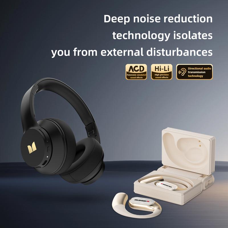 Monster Wireless Headphones & Earbuds Combo, 100H Playtime