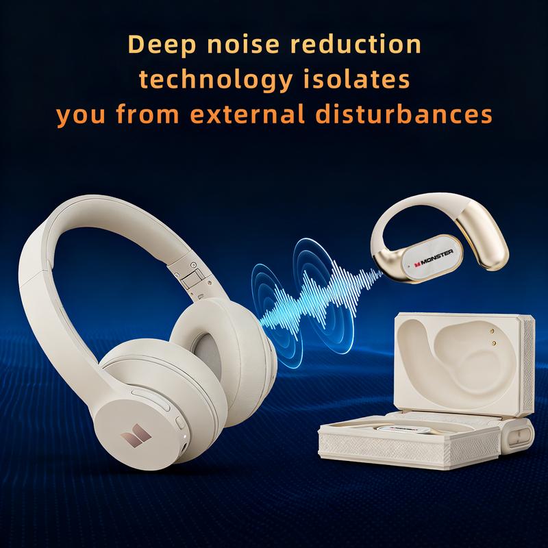Monster Wireless Headphones & Earbuds Combo, 100H Playtime