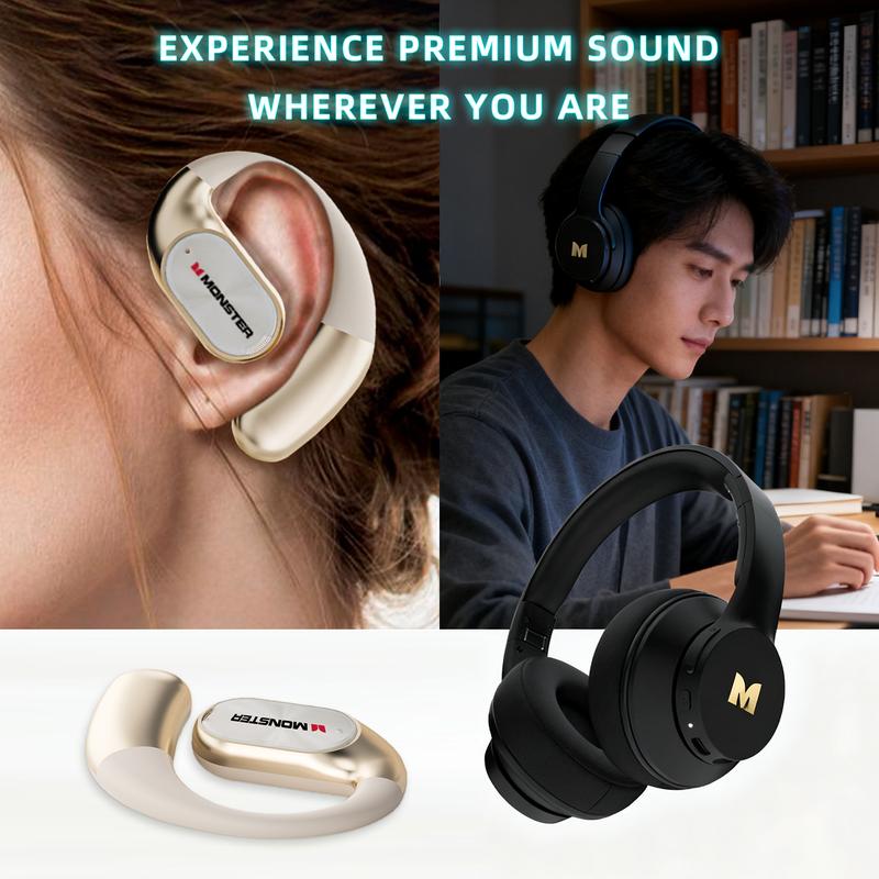 Monster Wireless Headphones & Earbuds Combo, 100H Playtime